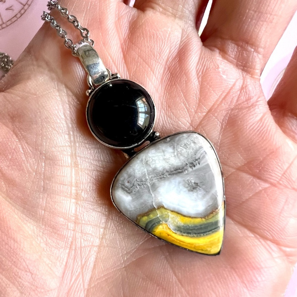 925 You Choose! Ornate Bumble Bee Jasper Ring 8, 8.75 - Picture 9 of 9
